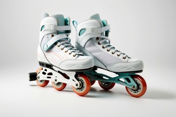 pair of roller skates on a white background. Generative AI