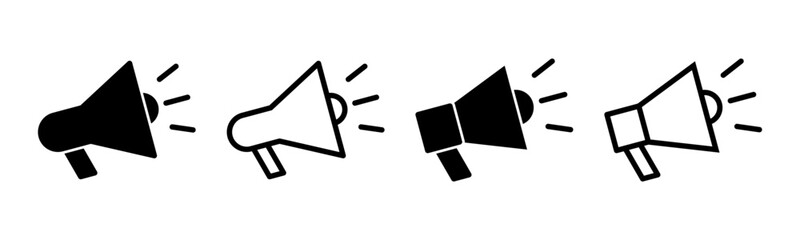 Megaphone icon set illustration. Loudspeaker sign and symbol