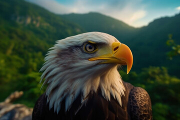 Fototapeta premium Bald Eagle, Wildlife Photography, Generative AI