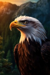 Obraz premium Bald Eagle, Wildlife Photography, Generative AI