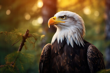 Obraz premium Bald Eagle, Wildlife Photography, Generative AI
