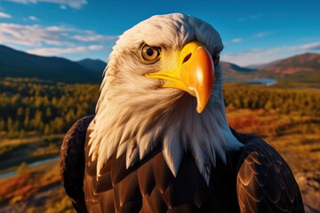 Obraz premium Bald Eagle, Wildlife Photography, Generative AI