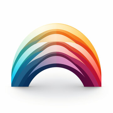 [A Rainbow] - A minimalist line art icon depicting a colorful rainbow in maximum 3 colors, on a white background. The design is clean and precise, with evenly spaced shapes and no vector dots in exces