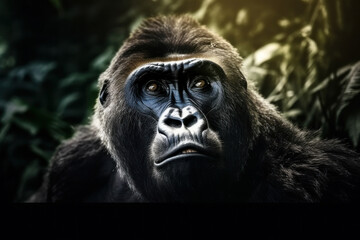 Obraz premium Gorilla, Wildlife Photography, Generative AI