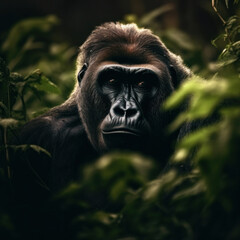 Obraz premium Gorilla, Wildlife Photography, Generative AI