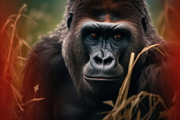 Obraz premium Gorilla, Wildlife Photography, Generative AI