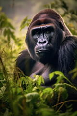 Obraz premium Gorilla, Wildlife Photography, Generative AI