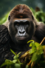 Fototapeta premium Gorilla, Wildlife Photography, Generative AI
