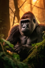 Fototapeta premium Gorilla, Wildlife Photography, Generative AI