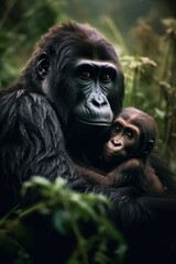 Obraz premium Gorilla, Wildlife Photography, Generative AI