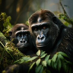 Obraz premium Gorilla, Wildlife Photography, Generative AI