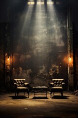 Fototapeta na wymiar Grunge Interior with Spotlight, Ray light