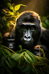 Fototapeta premium Gorilla, Wildlife Photography, Generative AI