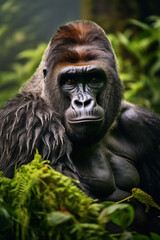 Obraz premium Gorilla, Wildlife Photography, Generative AI