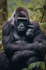Obraz premium Gorilla, Wildlife Photography, Generative AI