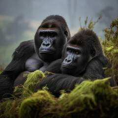 Obraz premium Gorilla, Wildlife Photography, Generative AI