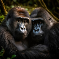 Obraz premium Gorilla, Wildlife Photography, Generative AI