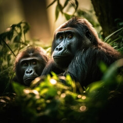 Obraz premium Gorilla, Wildlife Photography, Generative AI