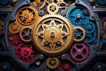 Fototapeta premium Gears and cogs mechanism, Generative AI.