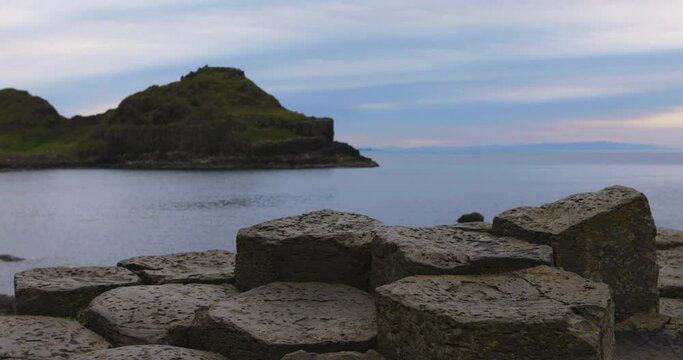 Geometry in nature - interesting hexagonal rocks located on a coastline.