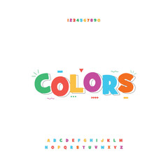 Colors font alphabet letters. Modern logo typography. Color creative art typographic design. Festive letter set for rainbow logo, headline, color cover title, joy monogram. Isolated vector typeset