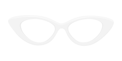 Fototapeta premium Isolated of white cat eye glasses frame. 