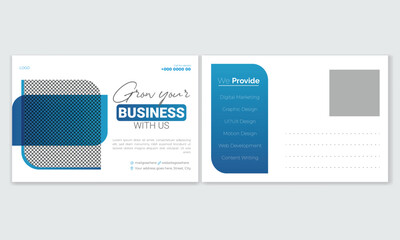 Creative modern minimalist corporate business postcard design template