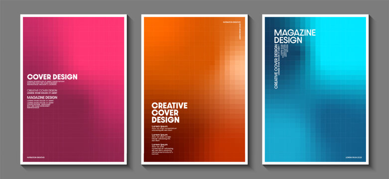 Cover design with geometric shapes and gradient background. Color palette. Ideas for magazine covers, brochures and posters. Vector illustration.