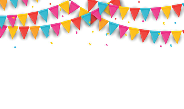 Celebration carnival. Party background with flags. Luxury greeting card. Vector illustration