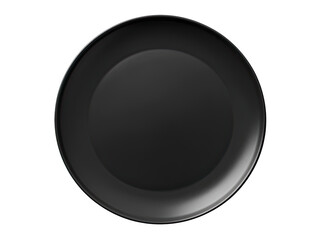Fototapeta na wymiar Empty black plate isolated on transparent background, top view, Generative AI