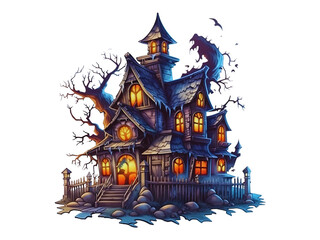 Fototapeta na wymiar Spooky house vector dark scary house in night horror nightmare illustration haunted house.