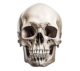 Sskull isolated on transparent background, front view, Generative AI