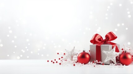 Merry Christmas and Happy New Year, Xmas Gift Boxes Decoration Background. Generative Ai