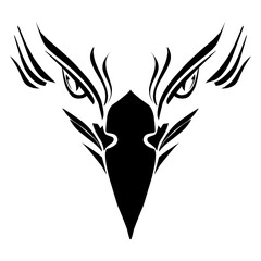 Tribal design of an eagle in black. Perfect for tattoos, stickers, social media elements, ads, websites.