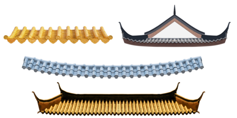 Mockup collection set chinese style roof