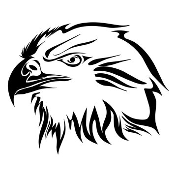 A tribal design of an eagle in black color. Perfect for tattoos, stickers, social media elements, ads, websites.