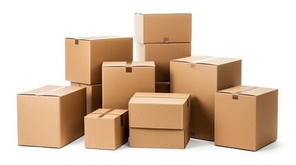 Collection of various of a cardboard box on white background