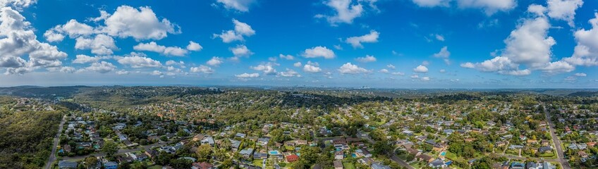 Fototapeta na wymiar Drone aerial view over suburbs of Northern Beaches Sydney