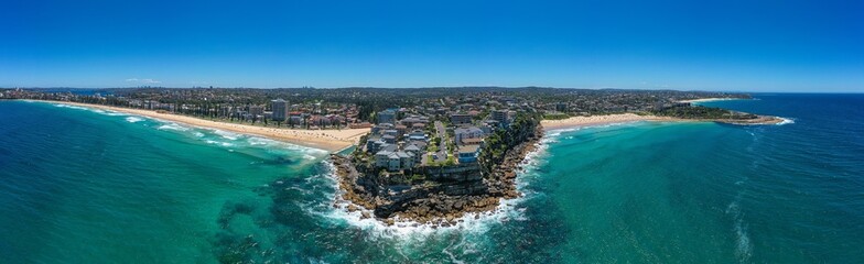 Panorama drone aerial view over Northern Beaches NSW Australia