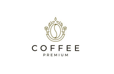 Nature coffee minimalist line style logo icon design template flat vector