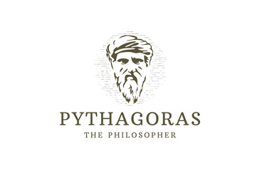 Pythagoras the philosopher head logo icon design template flat vector illustration