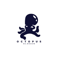 Cute ocean octopus logo design vector illustration