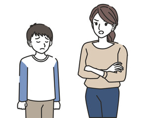 お母さんに怒られる男の子