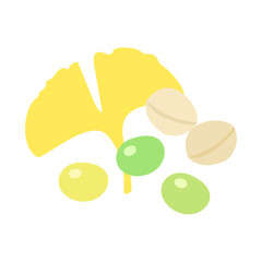 銀杏。フラットなベクターイラスト。
Ginkgo nut. Flat designed vector illustration.