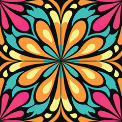 Retro 70s Symmetric Pattern: Vector Illustration Design for Nostalgic Projects