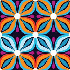 Retro 70s Symmetric Pattern: Vector Illustration Design for Nostalgic Projects