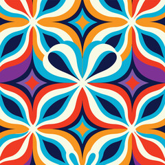 Retro 70s Symmetric Pattern: Vector Illustration Design for Nostalgic Projects