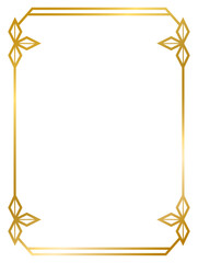 Art Deco gold frame vintage frame line geometric wedding label card frame png transparent background