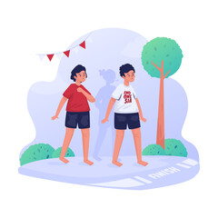 Indonesian Independence Day celebration with marbles race competition illustration