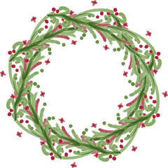 Christmas wreath watercolor,watercolour illustration hand drawn